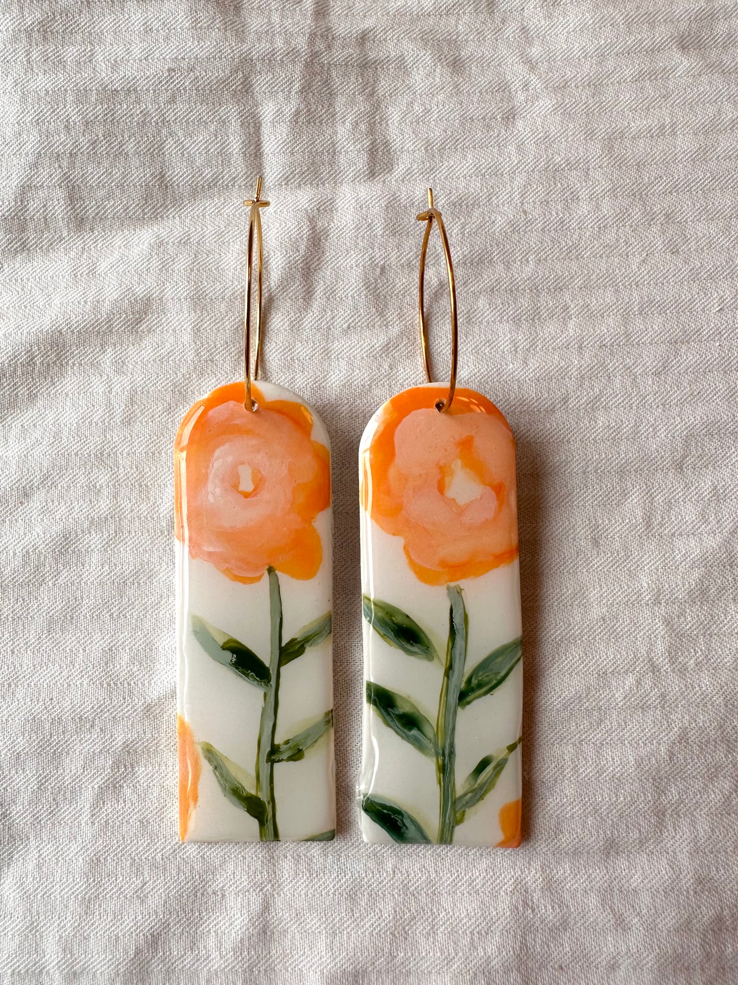 Large Marigolds on gold filled hoops