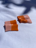 Sculpture Stud in Pumpkin & Peach