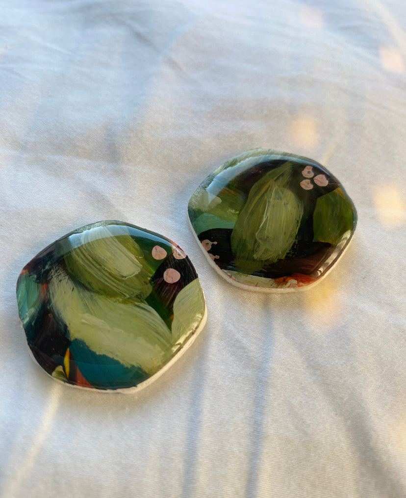 Hand Painted Floral Stud no. 3