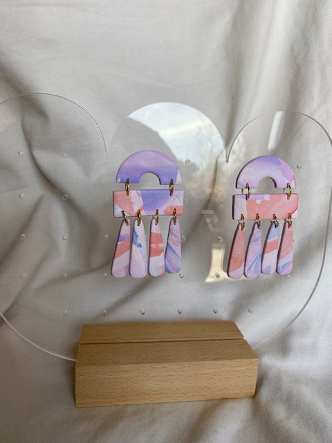 Arched Dangle in Lilac & Clementine