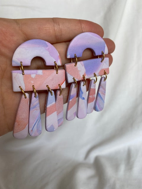 Arched Dangle in Lilac & Clementine